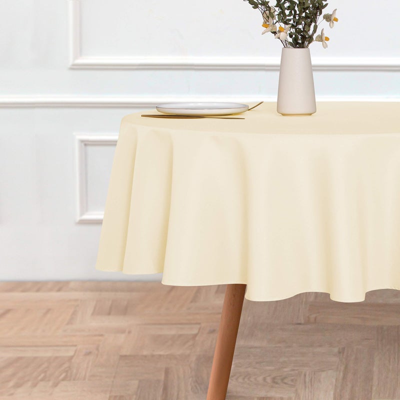 sancua Round Tablecloth - 60 Inch - Water Resistant Spill Proof Washable Polyester Table Cloth Decorative Fabric Table Cover for Dining Tables  Buffet Parties and Camping  Beige - Image 3